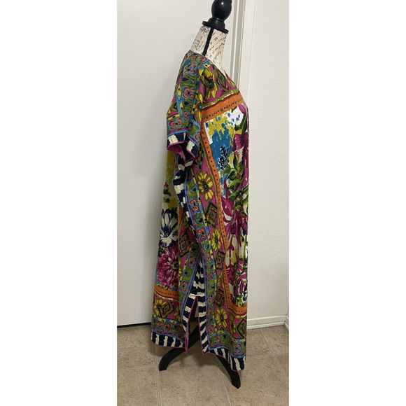 J Peterman Dress Womens Small/ Medium Pink Floral Kraftan Maxi - Picture 3 of 12